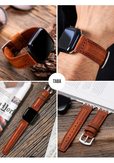Apple Uyumlu Watch 42 44 45 49 Mm Ultra Deri Kordon Crazy