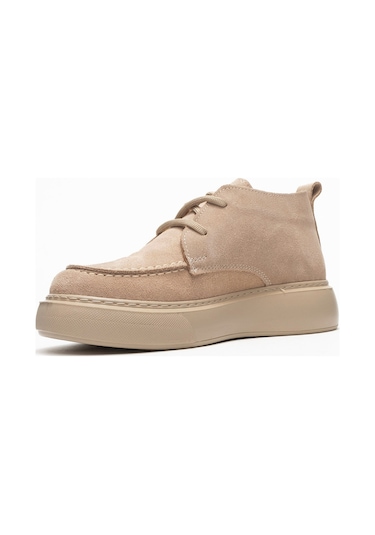 Lılya Bej Süet Hakiki Deri Kadın Chukka Bot Bej Süet
