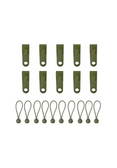 Novahub Dayanıklı Naylon Çadır Klipsleri - 10/12 Adet, Yeşil/kahverengi, 80x30x25mm Yeşil, Küçük Boyutlu Yeşil