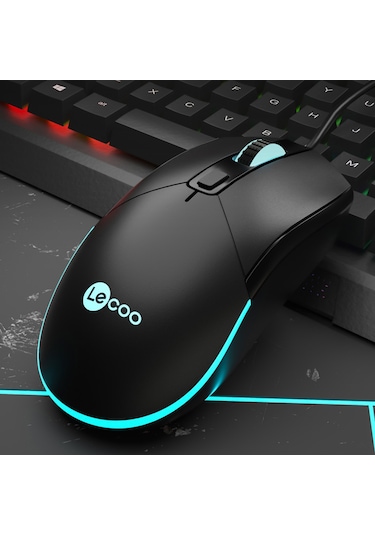 Lecoo MS120 USB Kablolu 2400DPI 4 Tuşlu RGB Optik Oyuncu Mouse