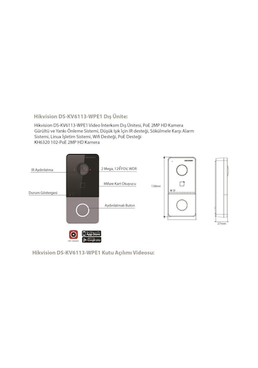 Hikvision Ds-Kv6113-Wpe1 Villa Tipi Ip Interkom Dış Ünite