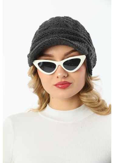 Siperli Çift Kat Antrasit Triko Örme Bere Antrasit