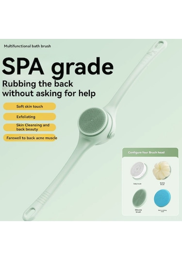 Tenfowee 15w Akıllı Banyo Fırçası, Type-c Şarjlı Vücut Temizleme Aleti, 360 Çift Yönlü Döner, Ipx7 Su Geçirmez, 3 Vites, 6 Değiştirilebilir Fırça Ucu, Uzun Saplı Ev Kullanıma Uygun Yeşil