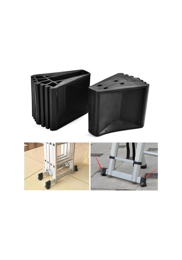 Homyl 2x Merdiven Ayak Örtüsü Kaymaz Teleskopik Siyah