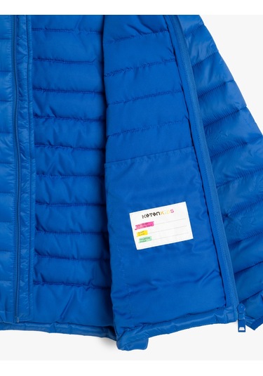 Koton Mevsimlik Mont Kapşonlu Cepli Saks 5wkb20019tw Saks Mavi