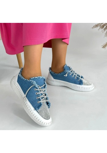 Enber Mavi Kot Bağcıklı Spor Ayakkabı Mavi