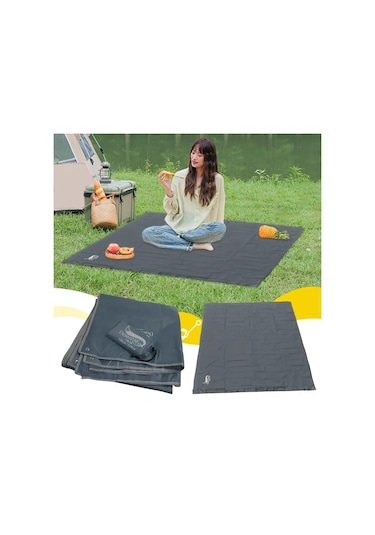 Vkemall Gri 210x200cm 3000mm Su Geçirmez Oxford Bezi Kamp Yatakları, Piknik Matları, Çadır Altlığı - 3 Katlı Dayanıklı, Hafif Ve Çabuk Katlanabilir Gri