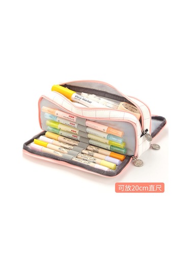 Aubyhe Kolej Öğrencileri İçin Japon Stili Çift Pencere Desenli, Geniş Hacimli, Dayanıklı Kumaş Kalem Kutusu - Ev Kullanıma Uygun, Kullanıması Kolay Diğer