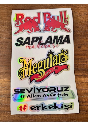 Araç Arka Cam Yazısı Hologramlı Yan Kapı, Yan Cam Stickerı Redbull