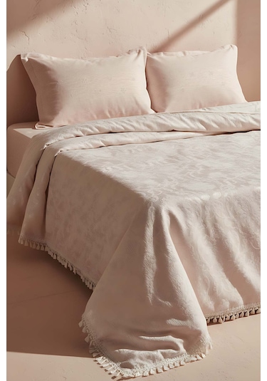 Style Pudra Çift Kişilik Yatak Örtüsü Seti Pembe