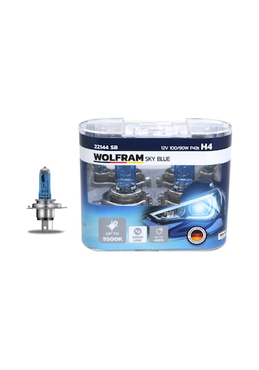 12V H4 Beyaz Işık Ampul Wolfram Sky Blue 5500K Takım - 2 Adet