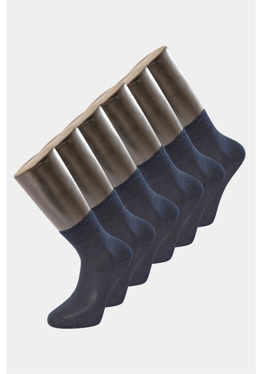 Türen 9102 Erkek Bamboo Düz Yarım Soket Çorap 6'lı Paket-lacivert Lacivert