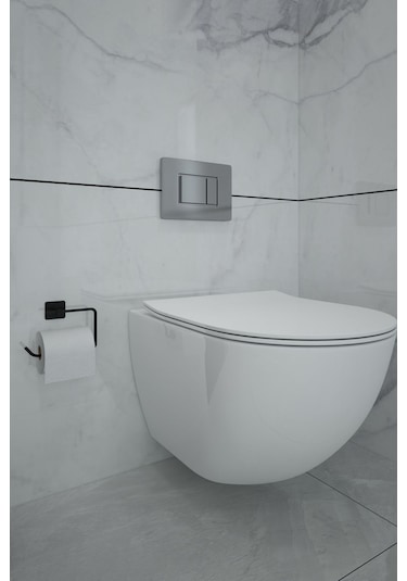 Yapışkanlı Siyah Kare Açık Tuvalet Kağıtlık Wc Kağıtlık Siyah