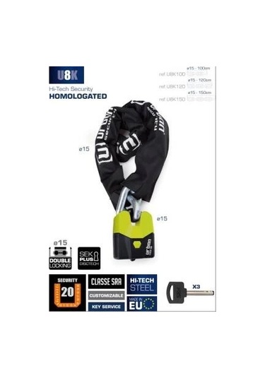 U8k150 14mm Sra Sınıfı Zincir Kilit