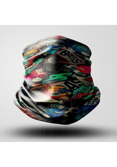 Bass Motorcu Bandana Maske Outdoor Boyunluk Unisex Siyah