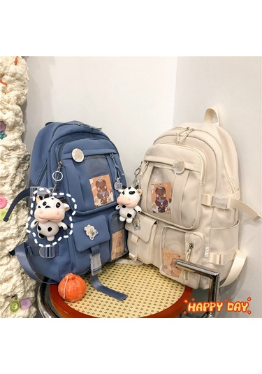 Teltree Japon Tarzı Vintage Şeffaf Sırt Çantası, Hafif Ve Dayanıklı, Seyahat İçin İdeal. Siyah