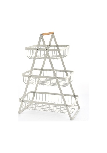 Geeroyoo Karbon Çelik Mutfak Ve Salon Depolama Sepeti, Ahşap Kollü İki Katlı, Meyve, Ekmek Ve Atıştırmalık Taşıma İçin Dayanıklı Tasarım Fruit Basket Çift Siyah