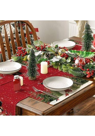 Moly 12x18 İn Yıkanabilir Noel Tatil Masa Örtüleri Seti, 6 Adet Kırmızı, Dayanıklı Ve Şık Masa Dekoru Kırmızı