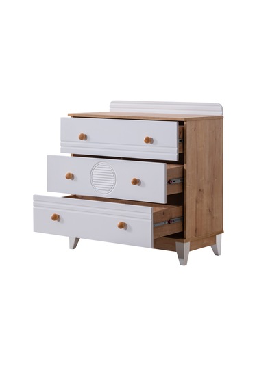 Antalya Yavrulu Karyola, Alvin 3 Kapaklı Dolap, Şifonyer - Ceviz