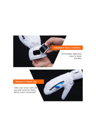 Wezone Kış Sporları İçin Su Geçirmez Ve Dokunmatik Ekran Uyumlu Tek Parmak Kayak Eldiveni - Beyaz Xl Beyaz