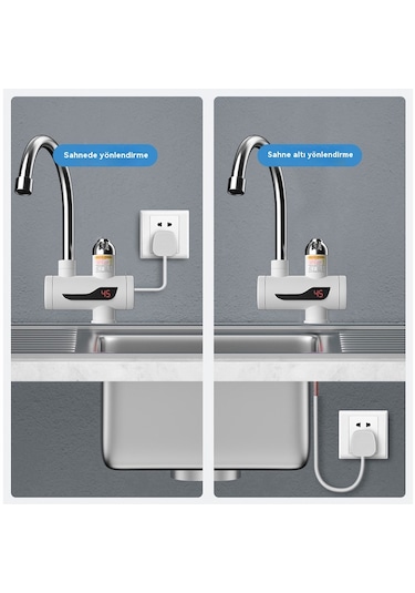 Eternal Luck Elektrikli Su Girişli Sıcak Su Musluğu Beyaz