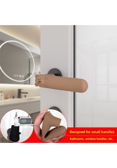 Yifomall Kompakt Kalın Silikon Kasa Kolu Koruması - Banyo/pencere Uyumlu, Çarpma Önleyici, Kartoon Desenli Kahve, 1 Adet Diğer