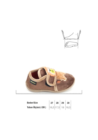 Gezer Kışlık Cırtlı Ayarlanabilir Rahat İç Taban Erkek Çocuk Panduf Ayakkabı Ga2kpm.03365.00.z16.k04 Kahverengi