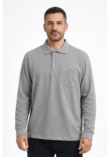Classics Men Simenti Regular Fit Polo Yaka Uzun Kol Sweatshirt - 7567 Gri