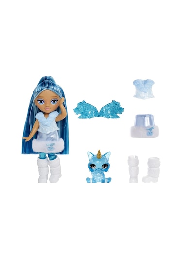 Kanatlı Mini Rainbow High Littles Gökkuşağı Perisi Bebeği Sapphire Bradshaw Oyuncak Seti Maviş Bebek - 14 Cm