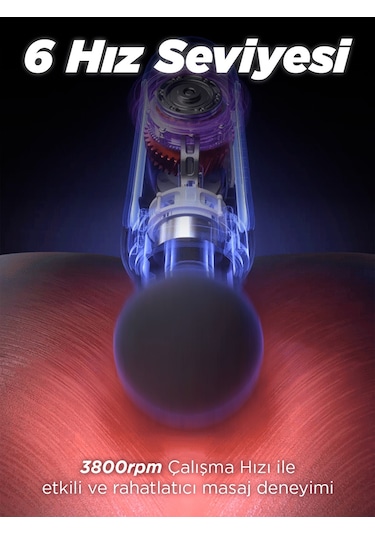 Auhma AMG6 Yüksek Tork Motor 6 Kademeli Derin Doku Masaj Tabancası - Siyah