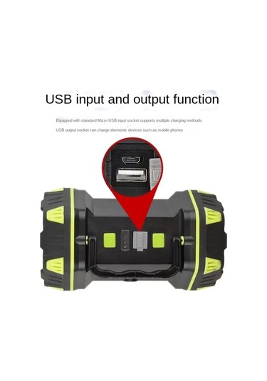 F-262 Yeni Güçlü Çift Taraflı Taşınabilir Spot Ve Işıldak Usb Powerbank Şarjlı Fener Çok Renkli