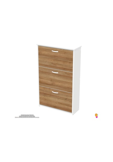 Modilayn West Asma Antre 72x116x26 Cm Lik 3 Düşer Kapak 6 Göz Bölmeli Ayakkabılık Meşe - Beyaz