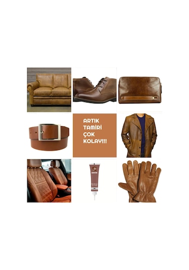 20 Ml. Kahve Deri Tamir Bakım Onarım Jeli Koltuk Çatlak Yırtık