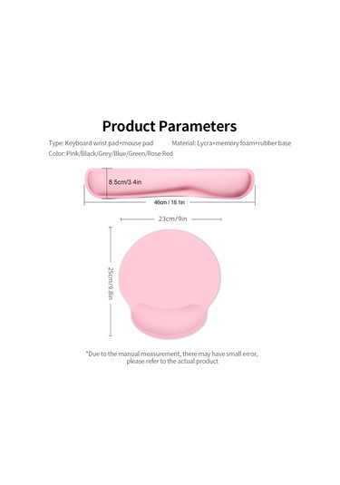 Geeksen Bilgisayar El Desteği Ve Mouse Pad Seti - Hafızalı Köpük, Ergonomik Tasarım, Kaymaz Taban, Gül Kırmızı