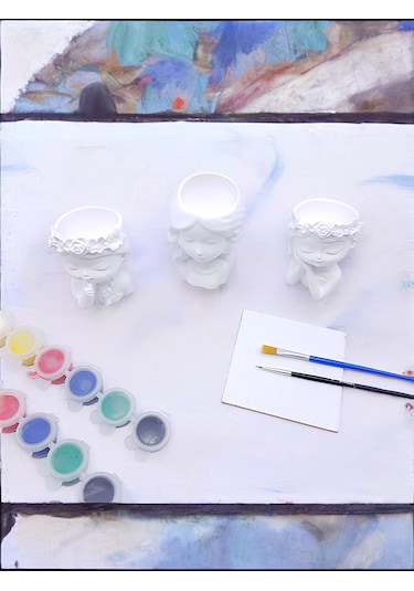 Üç Kız Kardeş, Biblo Taş Boyama Hobi Seti, 12 Renk Boya Ve Fırçal