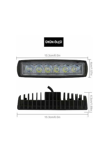 Off Road 6 İnç 18w 6 Led Plastik Kasa Mini Led Bar Oto Gündüz Led