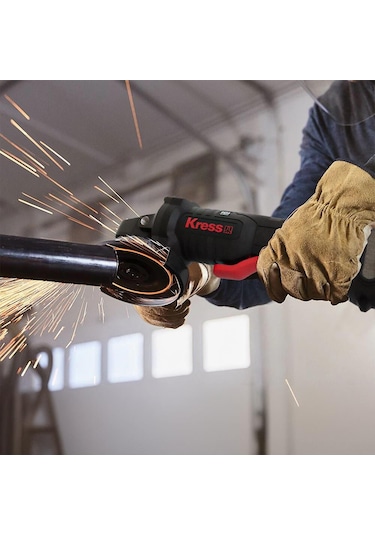 Kress KUH04.1 20 V 5.0 Ah. Li-ion Çift Akülü 125 MM Kömürsüz Profesyonel Devir Ayarlı Alttan Tetikli Avuç Taşlama