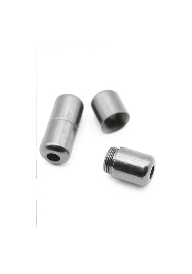 Ayarlanabilir 1 Çift Gümüş Simli Vidalı Kapsül Uçlu 6 Mm Lastik Pratik Bağcık Gümüş