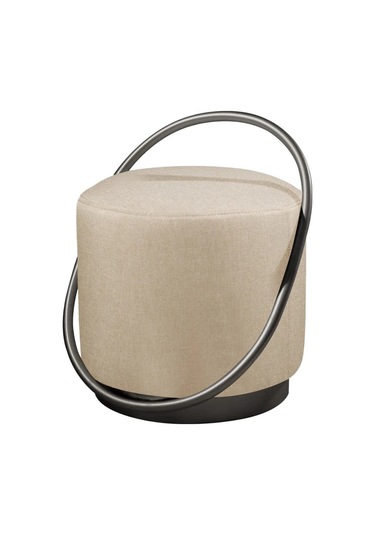 Loop Serisi Puf, Metal Halkalı Puf, Makyaj Oturağı ,puf Bench Montajsız Oturak Siyah Metal Ayaklı KREM