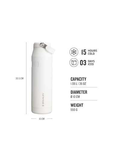 Stanley The Iceflow Flip Straw Pipetli Termos 1.06 Lt Beyaz Beyaz