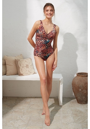 Pierre Cardin 221132 Leopar Desen Göğüs Toparlayıcı Balenli Mayo