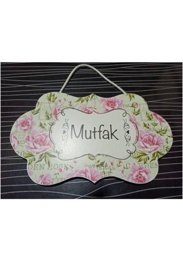 Hiraevgereçleri Mutfak Oda Isimliği Gül Desenli Kapı Süsü Çok Renkli
