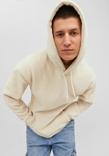 Jack & Jones Göğüs Baskılı Kapüşonlu Sweatshirt - Silverlake 12242470 Moonbeam Siyah