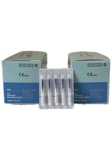 Akupunktur İğne Kuru İğne 0.20x15mm 200lük Paket 2 Kutu 400 Ad...