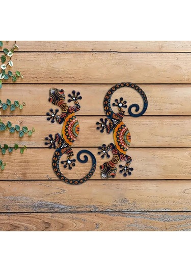 Homyl 2x Metal Gecko Duvar Sanatı Dekoru 5.91" İç Mekan Yükseklik 15cm