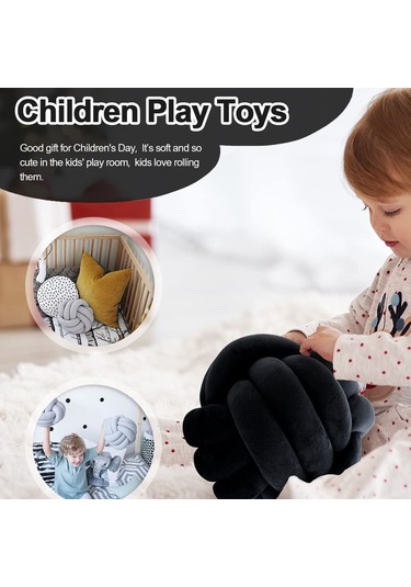 Skycity Siyah Düğmeli Yastık - 20cm Yumuşak Pp Pamuk Dolgulu - Koltuk, Araba, Ev Dekorasyonu Ve Hediye Siyah