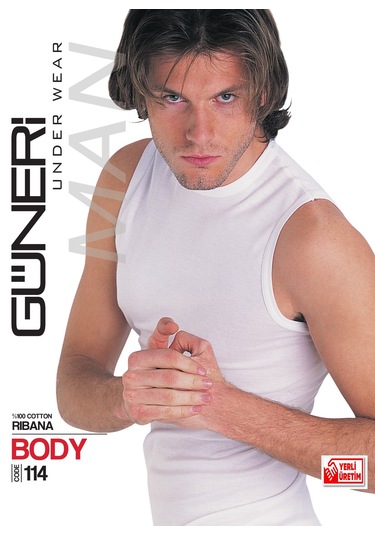 Erkek Beyaz Ribana Sıfır Kollu Atlet % 100 Pamuklu Atlet 3 Lü Paket 114-3b Beyaz