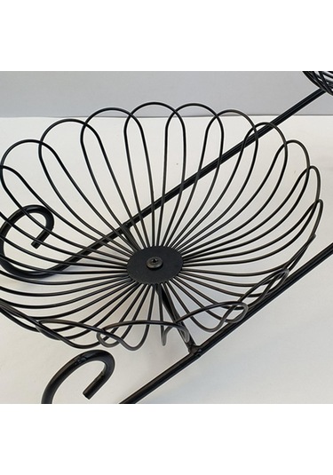 Suntek 2 Katmanlı Metal Meyve Sepeti Yerden Tasarruflu Siyah Siyah