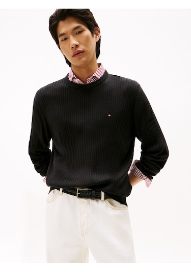 Tommy Hilfiger Pıma Ctn Cash Structure Crew Erkek Siyah Kazak - Mw0mw40449 Tommy Hilfiger Pıma Ctn Cash Structure Crew Erkek Siyah Kazak - Mw0mw40449