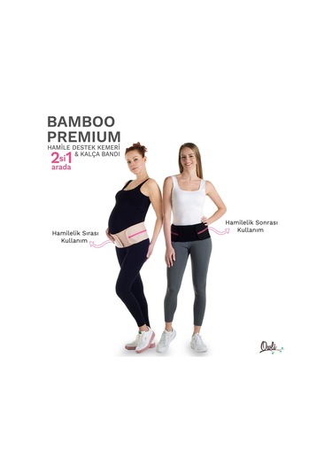 Owli Bamboo Premium Hamile Destek Kemeri 2'Si 1 Arada Siyah
